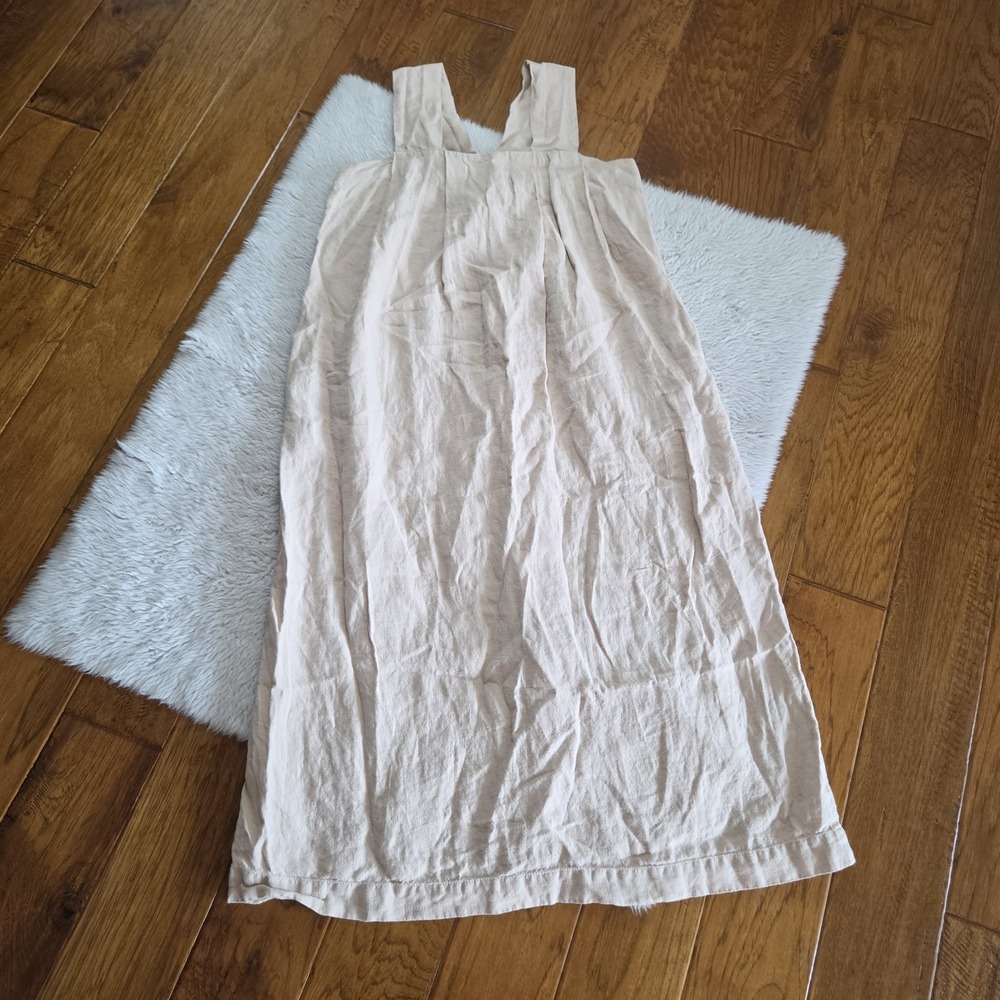 Man In The Studio Handmade Origami Linen Midi Dress Tan Women's S/M? READ